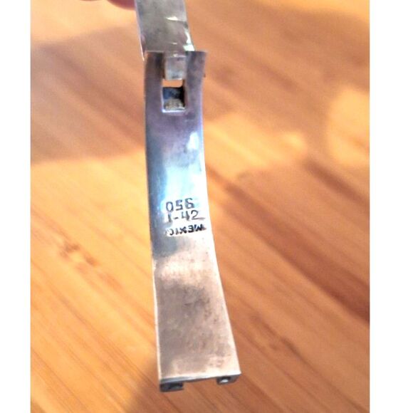 Vintage Hinged Bracelet Marked Mexico 950 - Picture 9 of 10